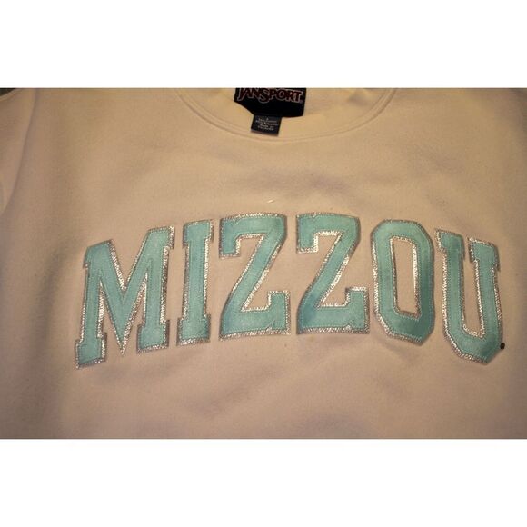 Vintage Jansport Mizzou White Crew Neck Sweater - Size Large - Picture 2 of 5